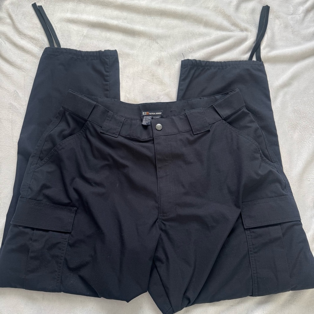 5.11 Tactical Series Black Cargo Pants XL Regular Inseam Ripstop Drawstring
